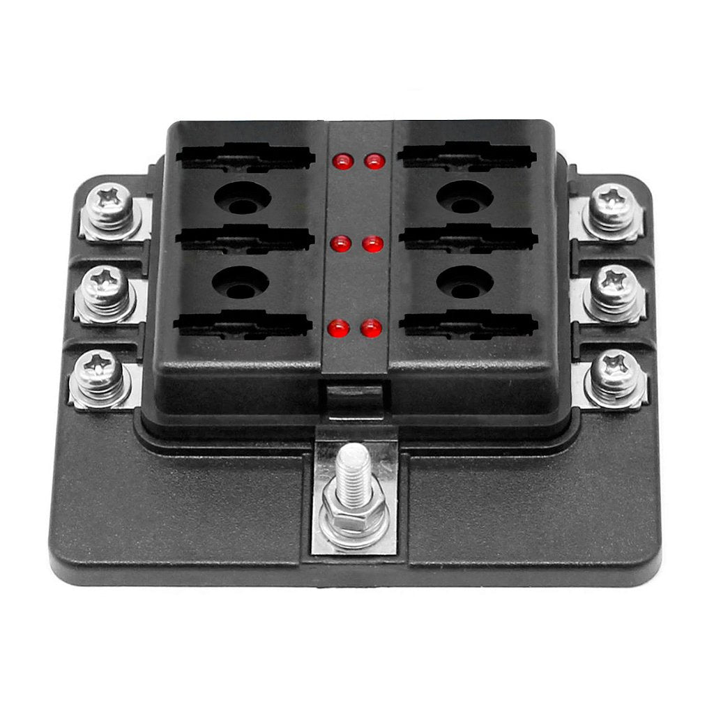 Bloque caja porta fusibles 6 vías LED barco lancha universal
