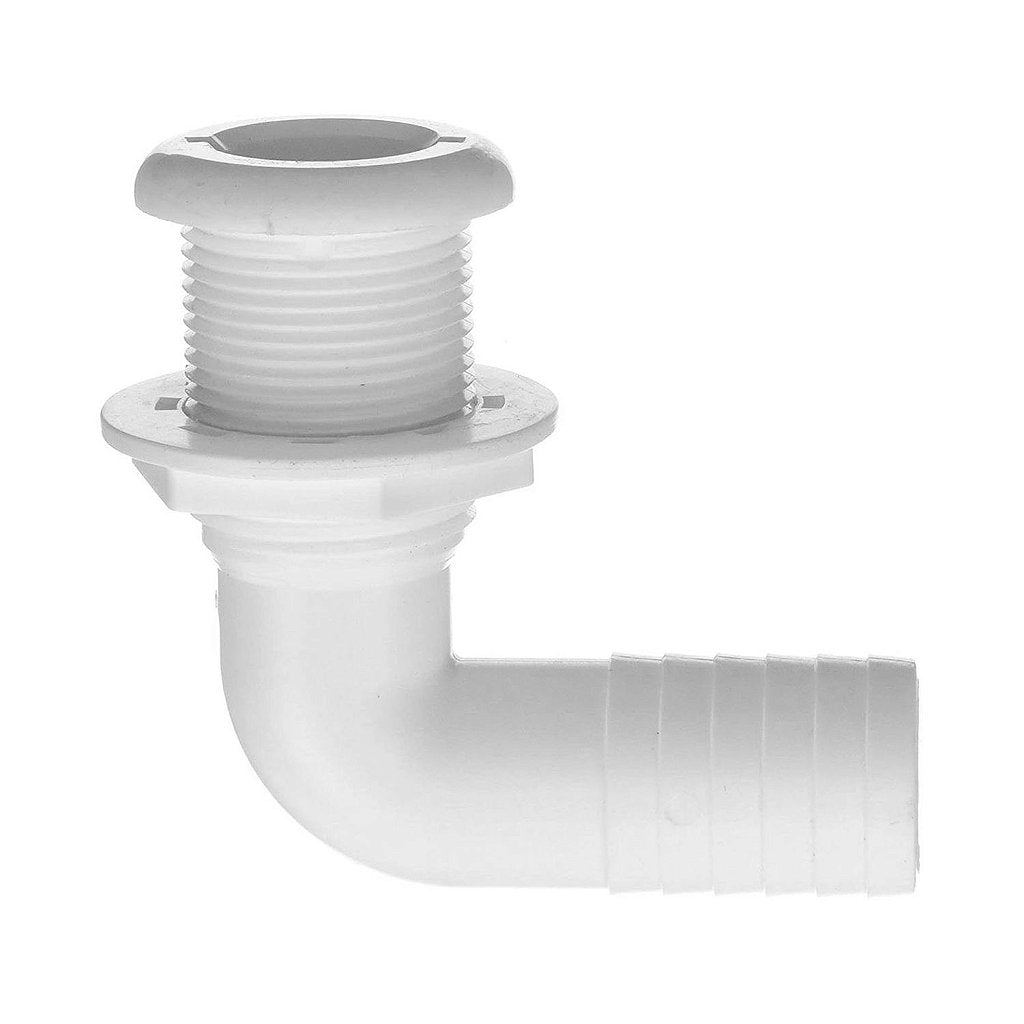 Salida de Água Costado 1 1/8" Blanca Curva 90 P/ Barco Lancha