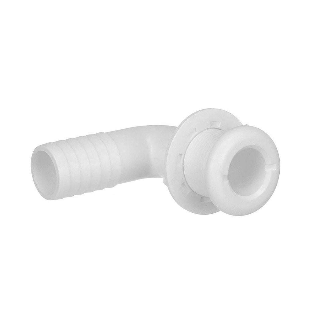 Salida de Água Costado 1 1/8" Blanca Curva 90 P/ Barco Lancha