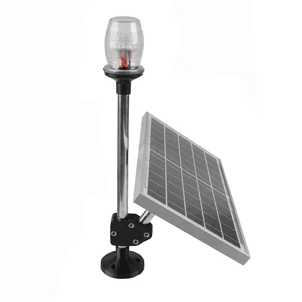 Mástil luz de muelle con panel solar 2 millas 12V LED amarillo
