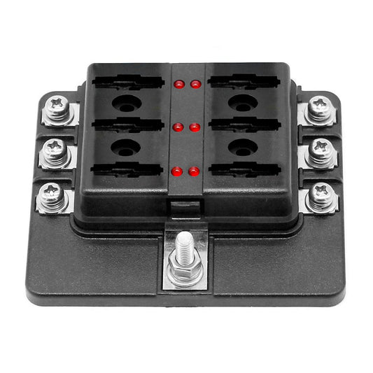 Bloque caja porta fusibles 6 vías LED barco lancha universal