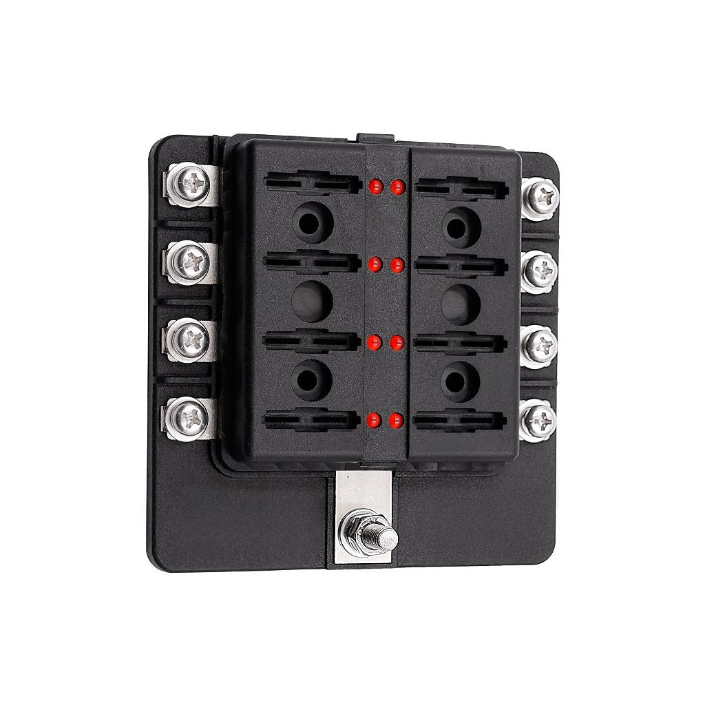 Bloque caja porta fusibles 8 vías LED barco lancha universal