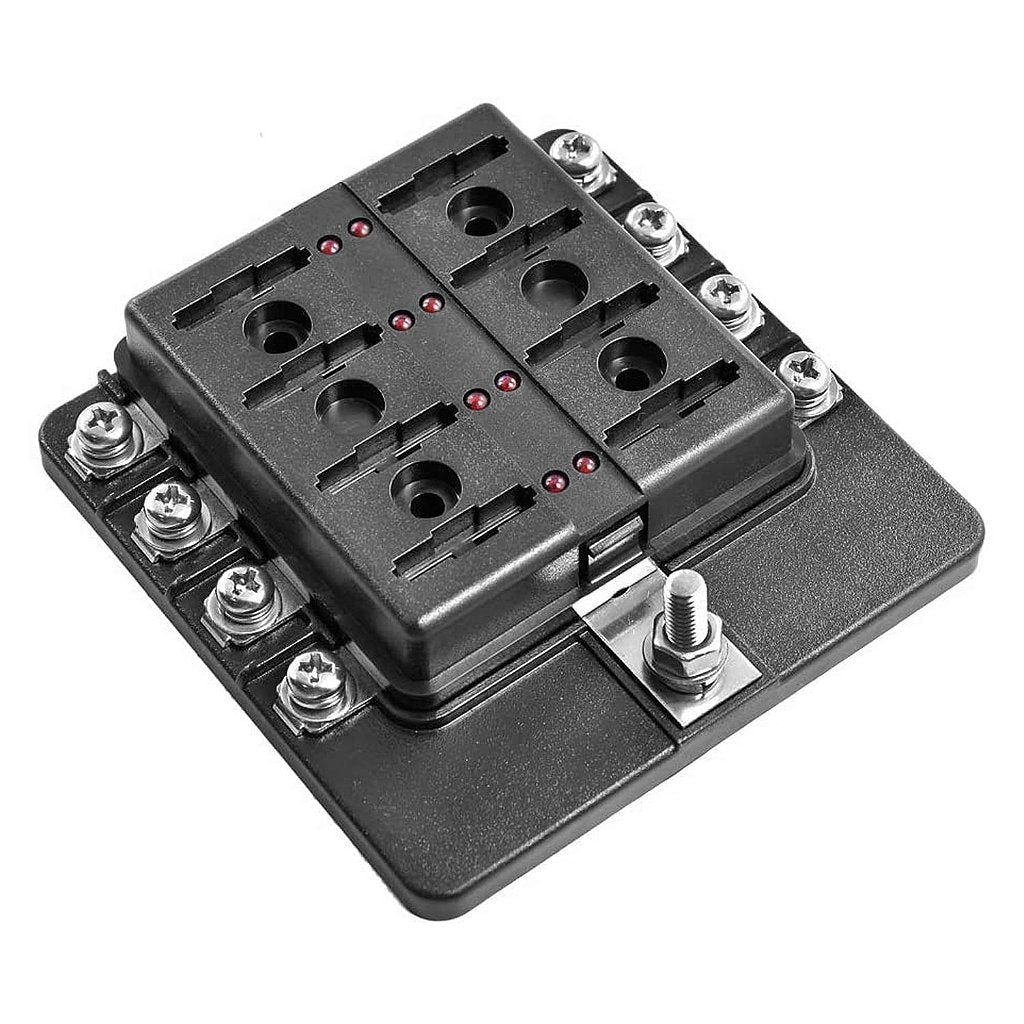 Bloque caja porta fusibles 8 vías LED barco lancha universal