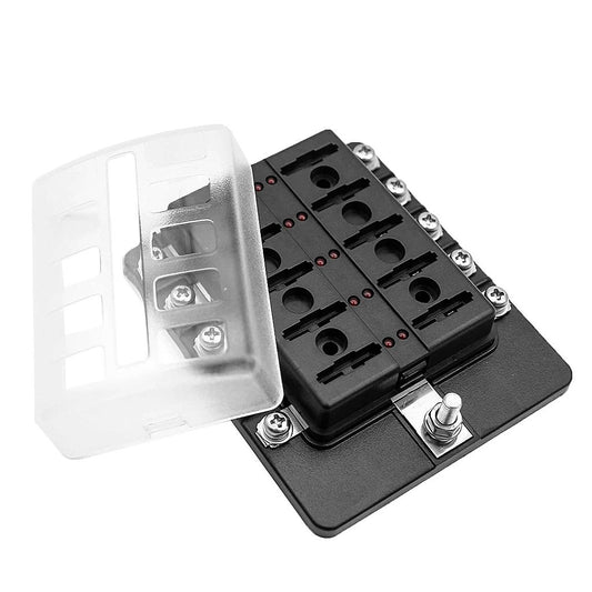 Bloque caja porta fusibles 10 vías LED barco lancha universal