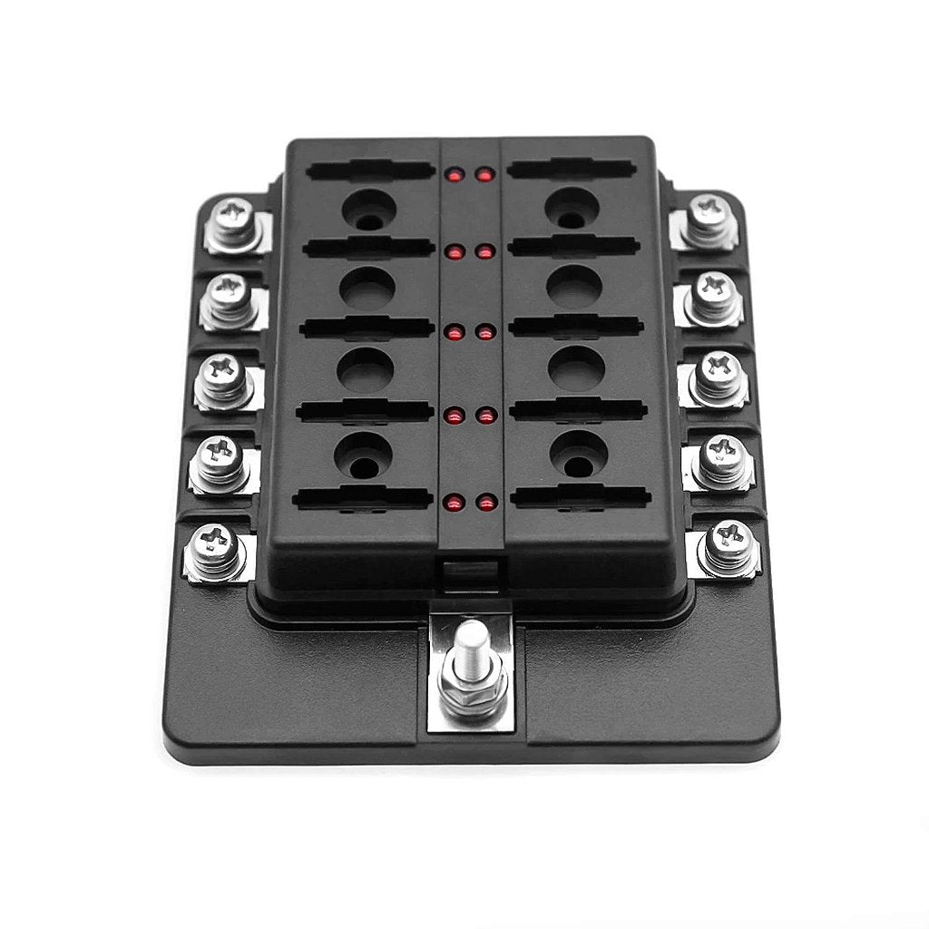 Bloque caja porta fusibles 10 vías LED barco lancha universal