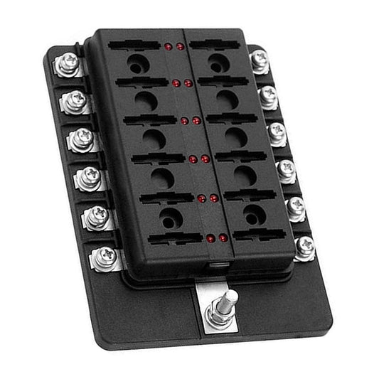 Bloque caja porta fusibles 12 vías LED barco lancha universal