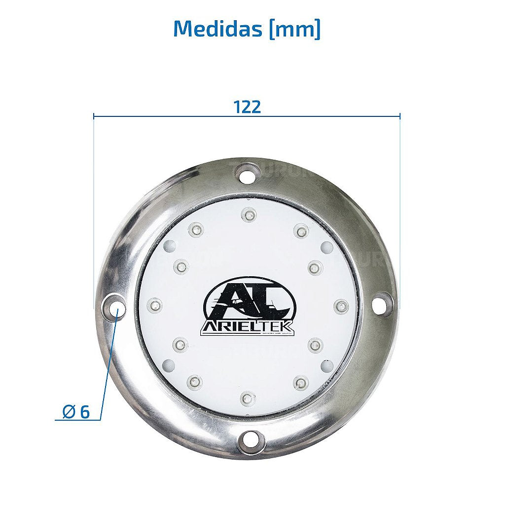 Luz subacuática 12 LEDs 48W lancha piscina 12V multicolor