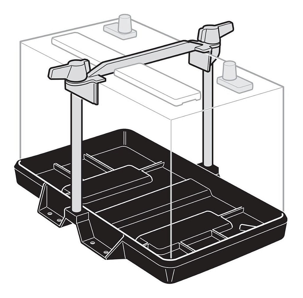 Bandeja para batería con asa rígida ajustable Attwood - Mediana