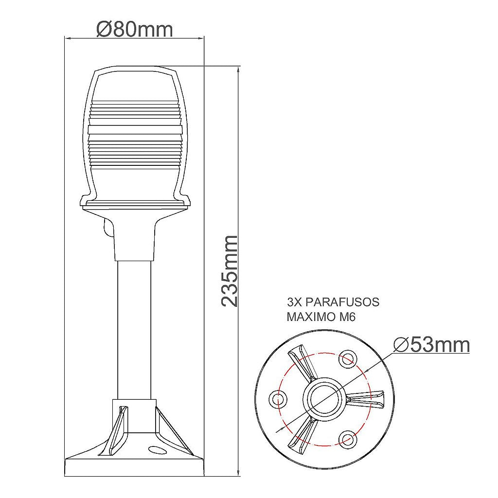 Mástil luz de muelle marina muelle 2 millas 12V LED amarillo