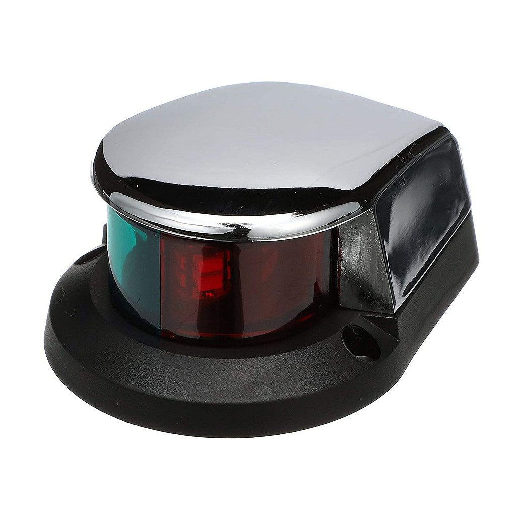 Luz navegación proa LED bicolor 12V cromada zamak barco lancha