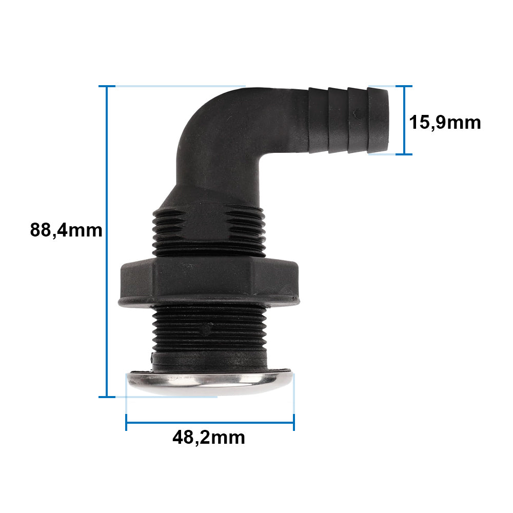 Salida de Água Costado 5/8" 15,9mm Capa Acero P/ Barco Lancha