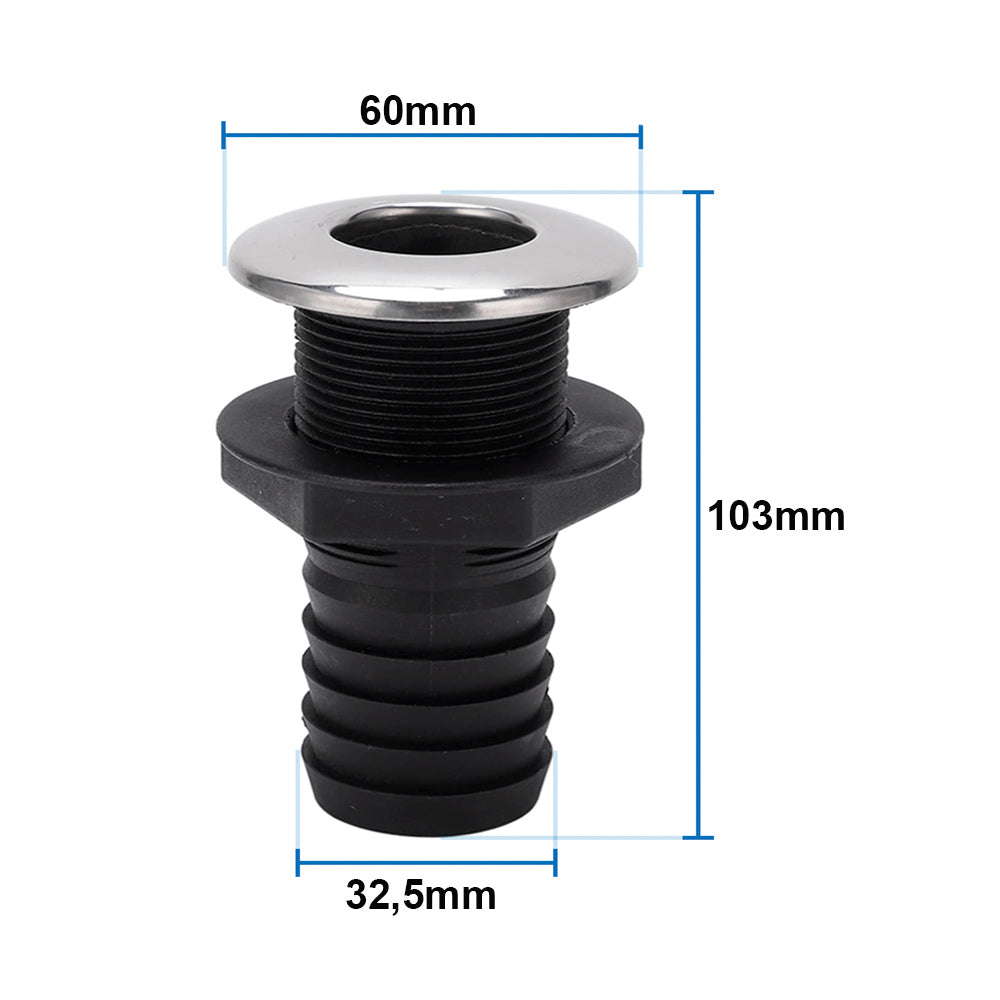 Salida de Água Costado Recta 1 1/4" 32mm P/  Barco Lancha