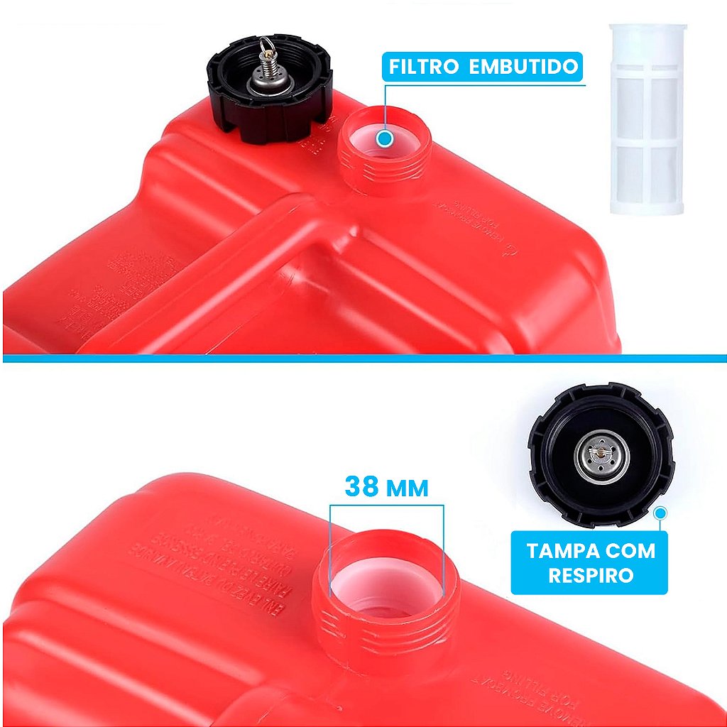Tanque de Combustible 12 Litros C/ Nível Conector Motor Fuera de Borda