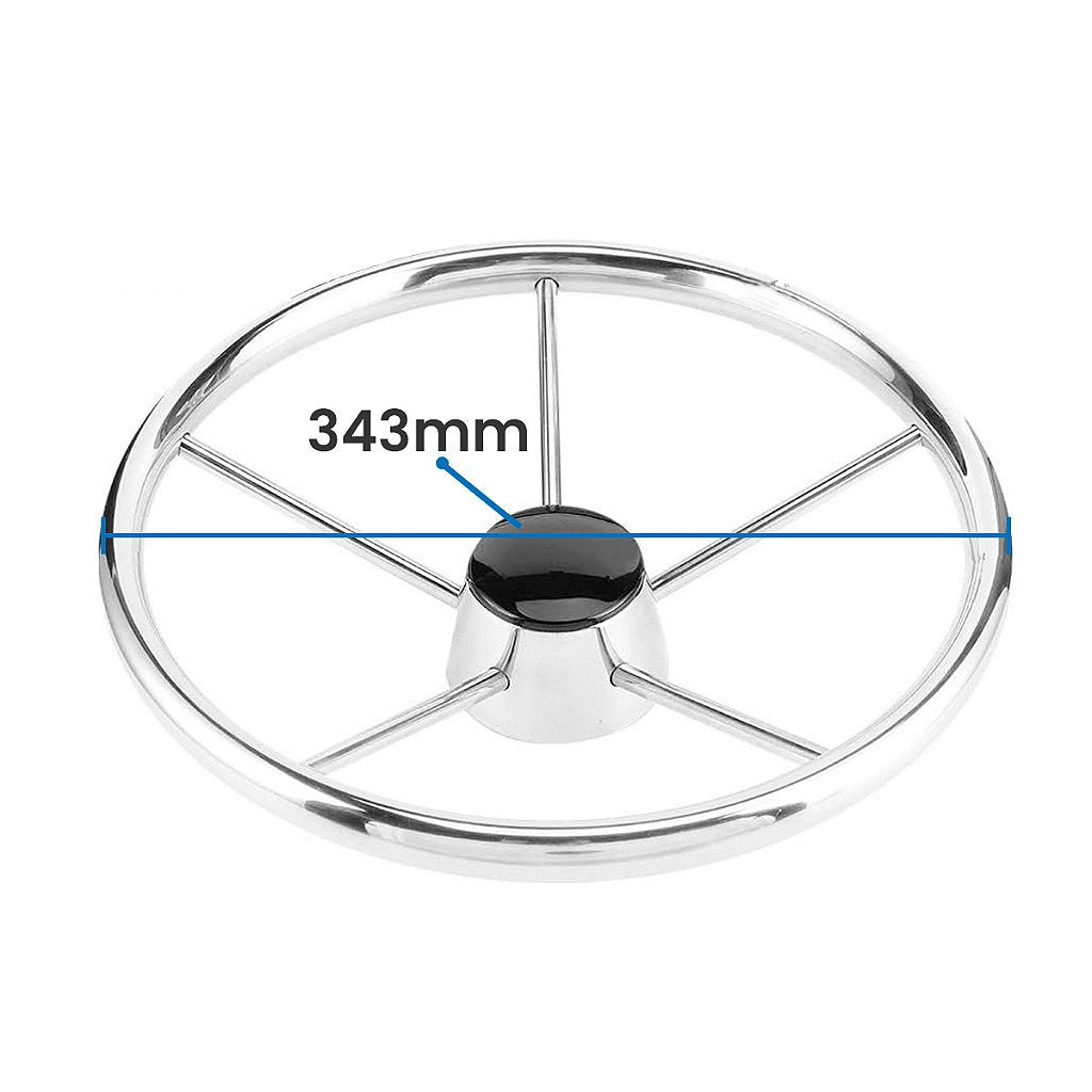 Volante Nautico Acero Inoxidable Universal 343 mm Para Barco Lancha